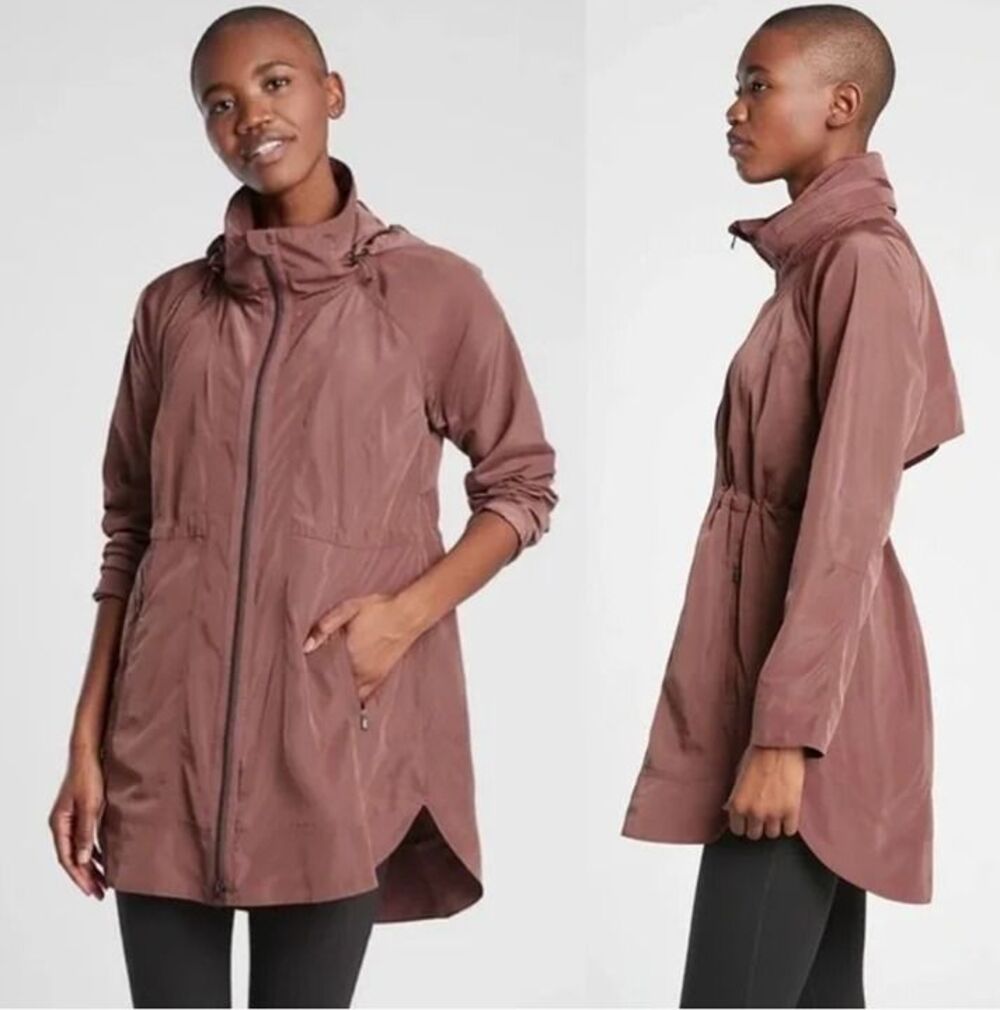 Athleta Drip Drop Jacket Hearth Rose Size Small Water Repellent Rain Jacket Fall
